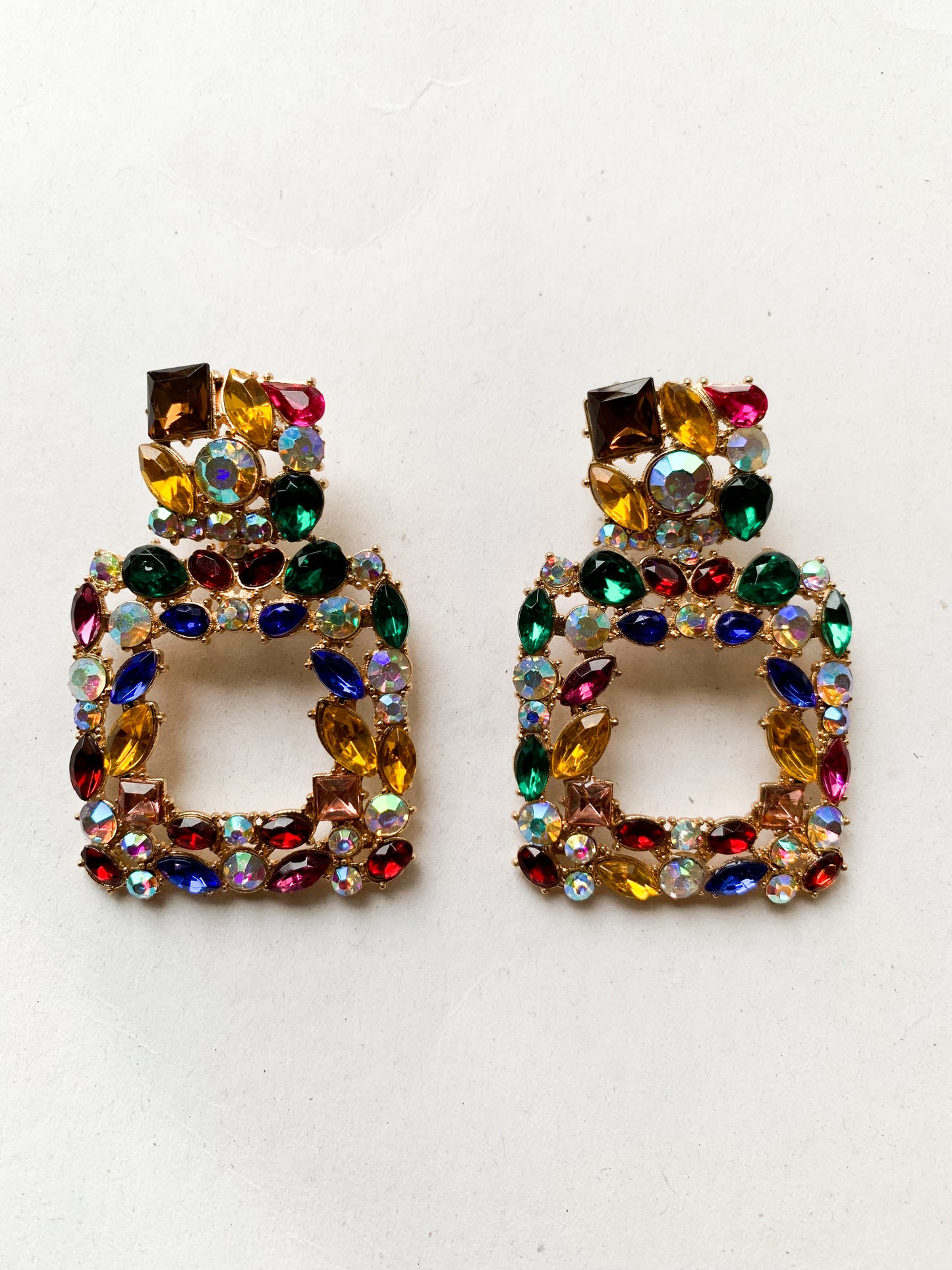 Phoebe | Gemstone Square Dangling Earrings