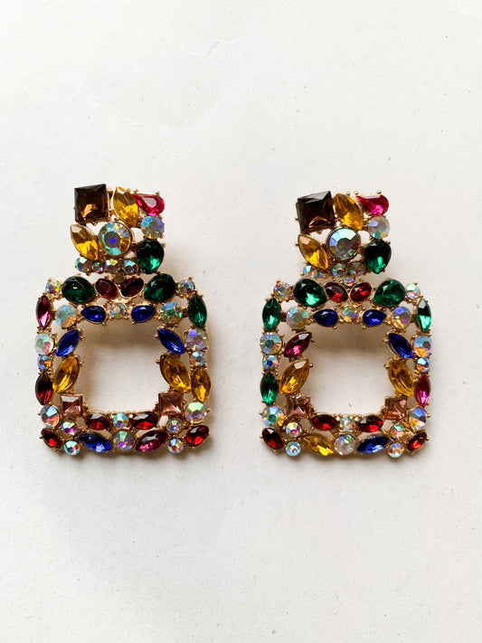 Phoebe | Gemstone Square Dangling Earrings